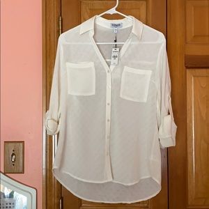 Express slightly sheer ivory top NWT